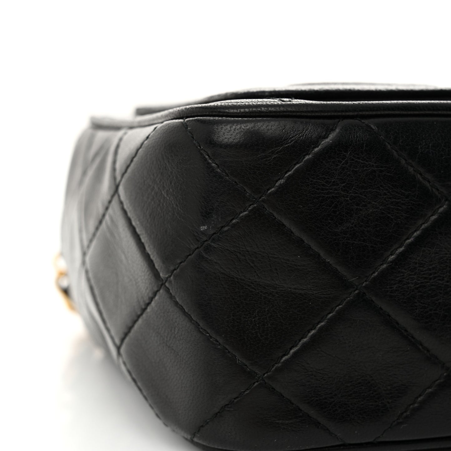 Lambskin Quilted Tassel Camera Case Black