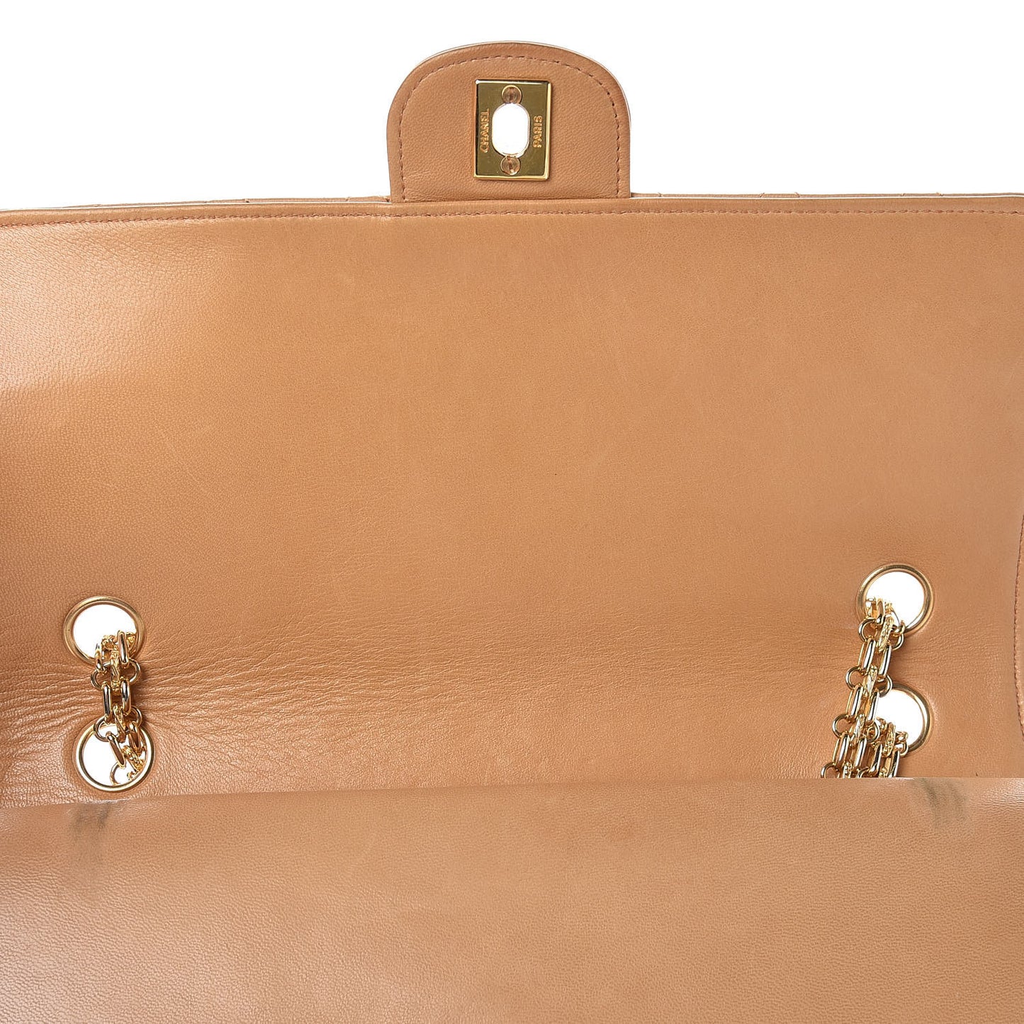 Lambskin Quilted Medium Bijoux Chain Double Flap Beige