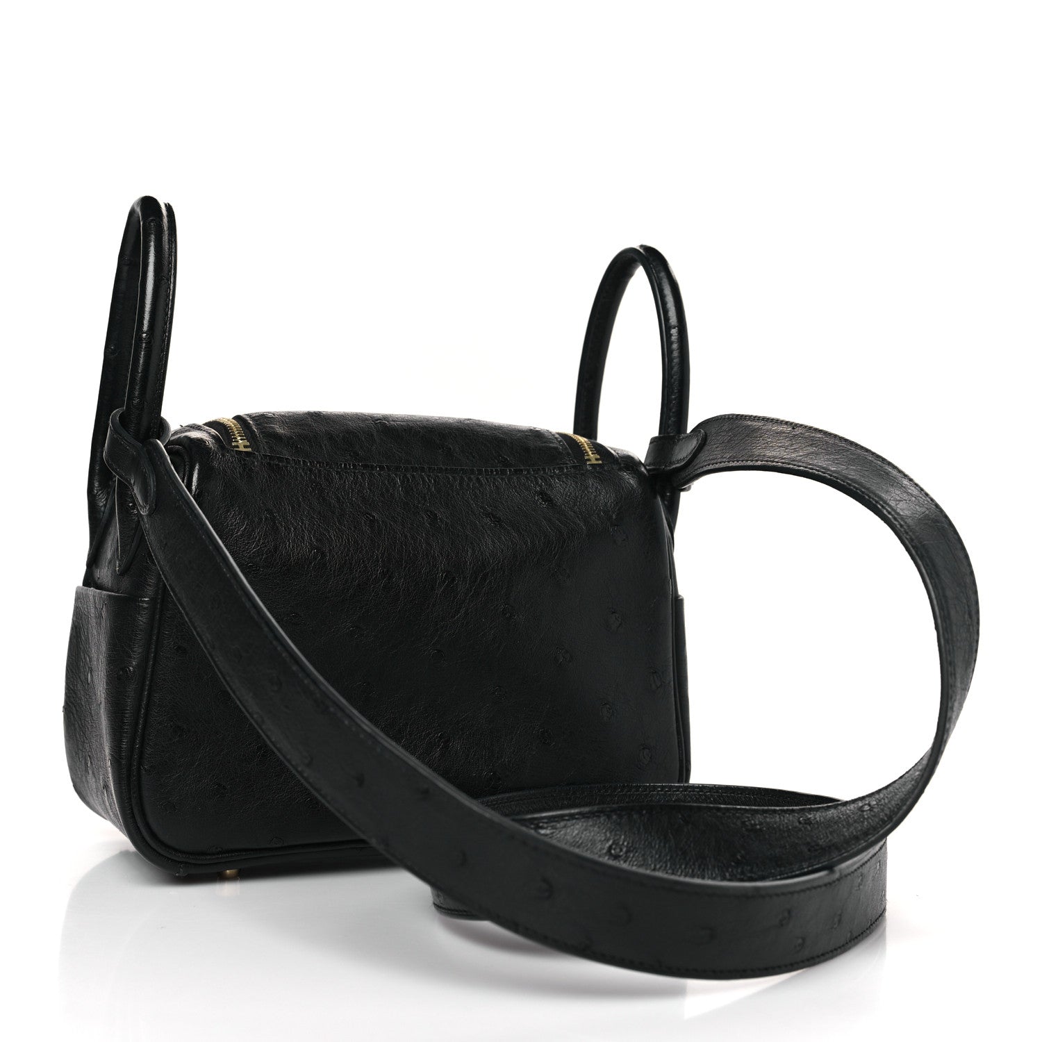 Hermes Ostrich Mini Lindy 20 Black 3 of 9