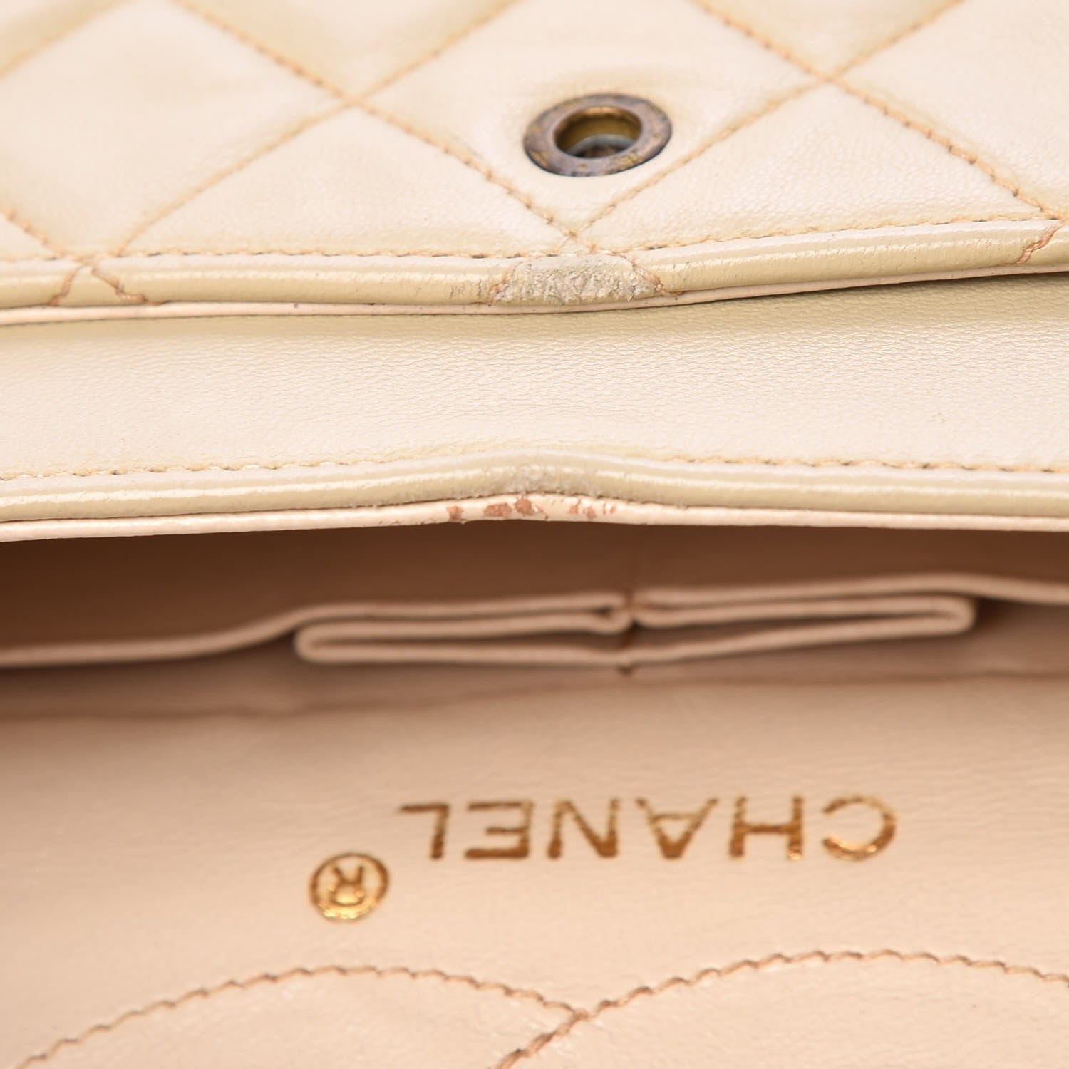 Chanel Lambskin Quilted Medium Double Flap Beige 12 of 18
