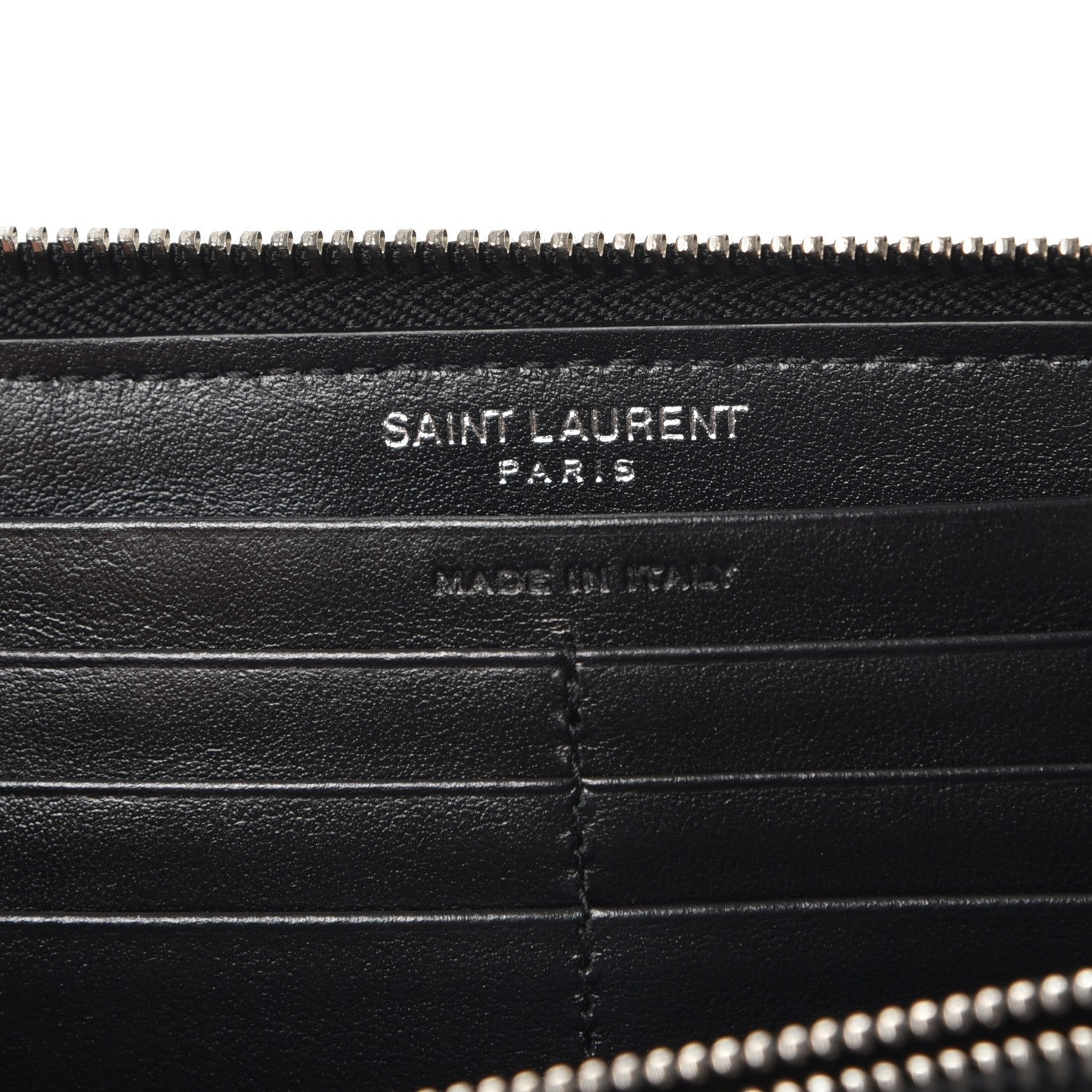 Saint Laurent Calfskin Crocodile Embossed Monogram Zip Around Wallet Black 6 of 8