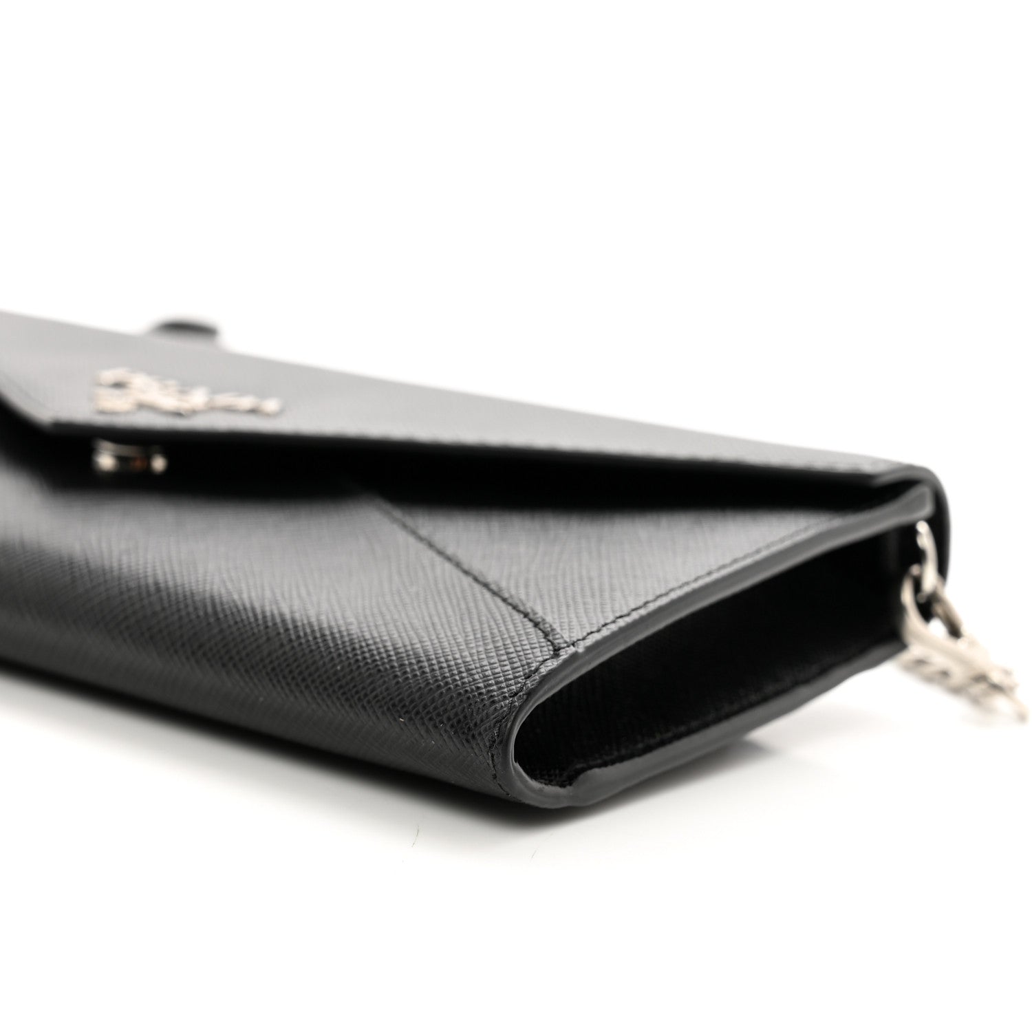 Prada Saffiano Envelope Wristlet Crossbody Wallet Black 9 of 9