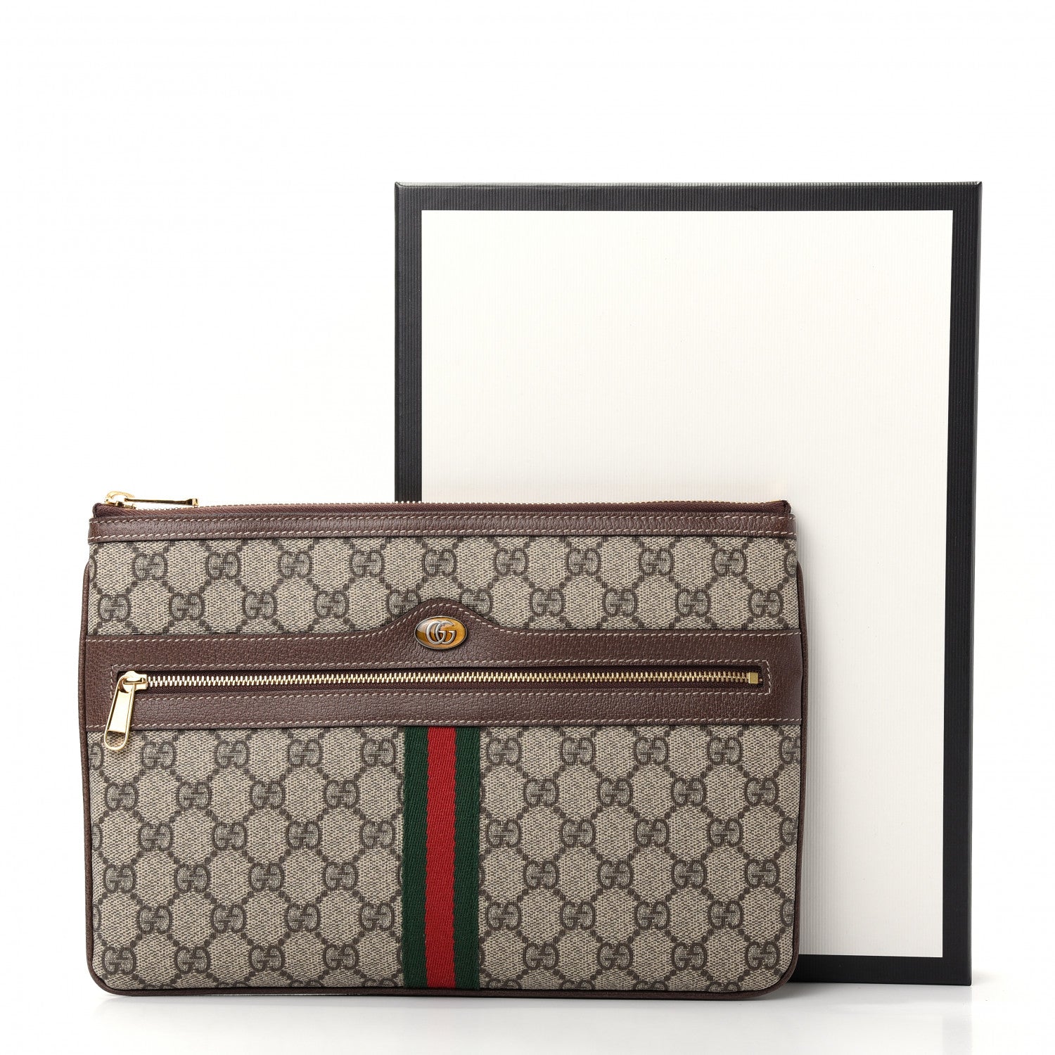 Gucci GG Supreme Monogram Large Ophidia Pouch Clutch Brown 8 of 8
