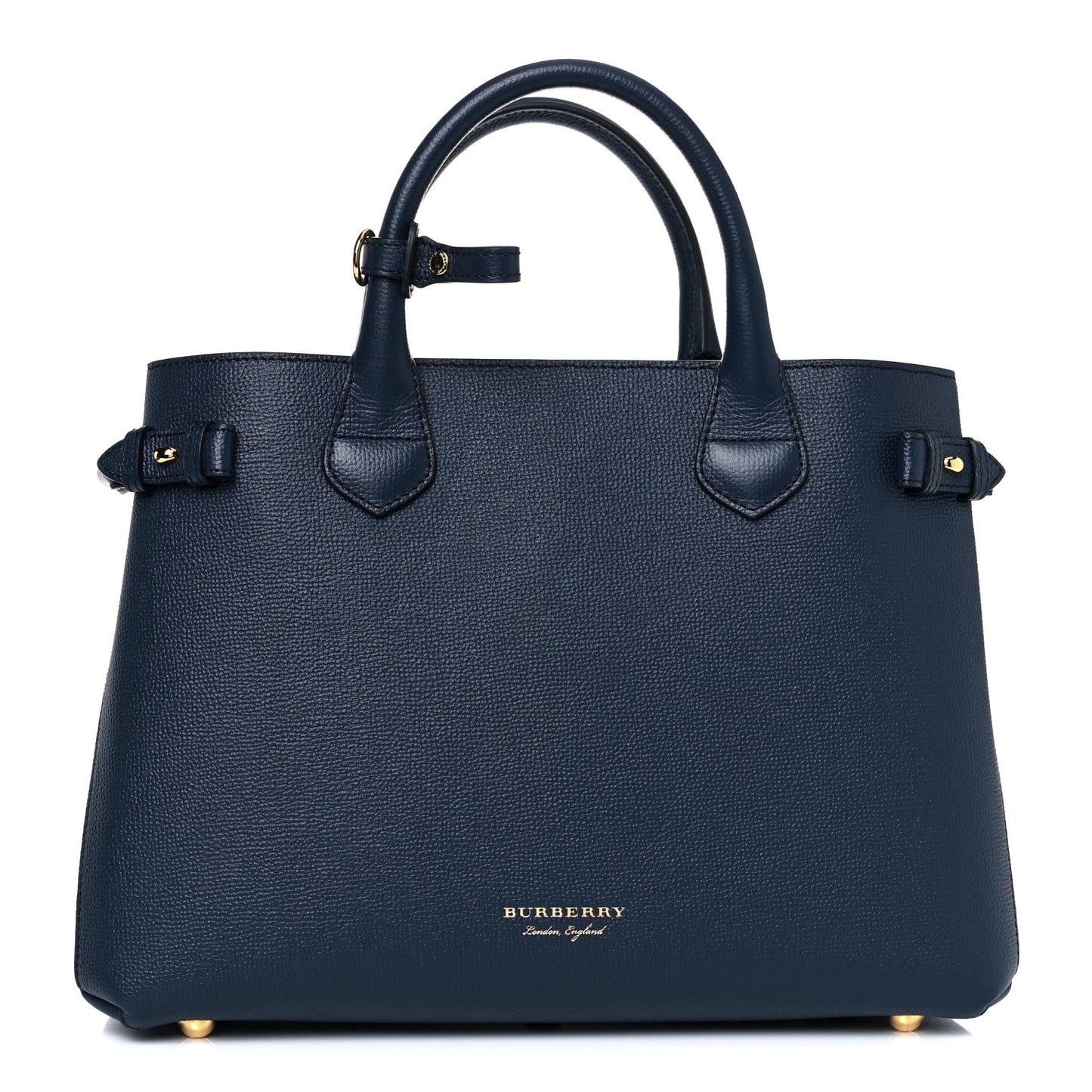 Derby Calfskin House Check Medium Banner Tote Ink Blue