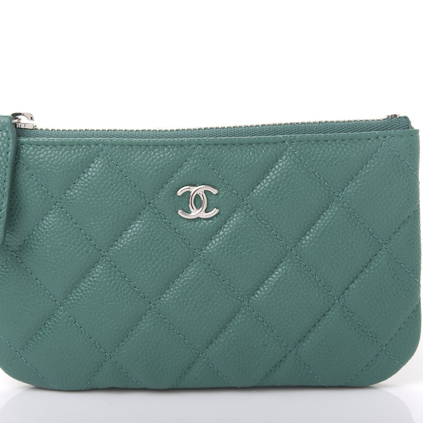 Caviar Quilted Small Cosmetic Case Green