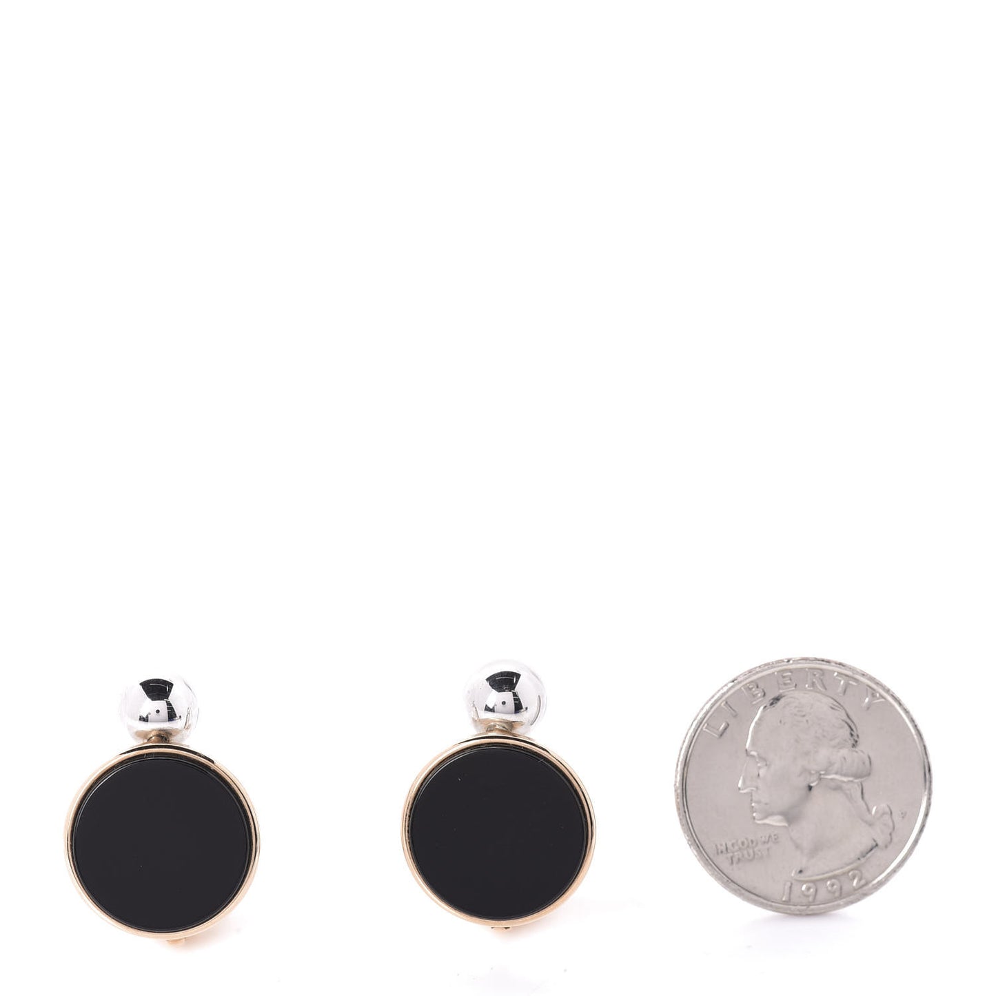 Resin Clip On Earrings Black Gold Silver