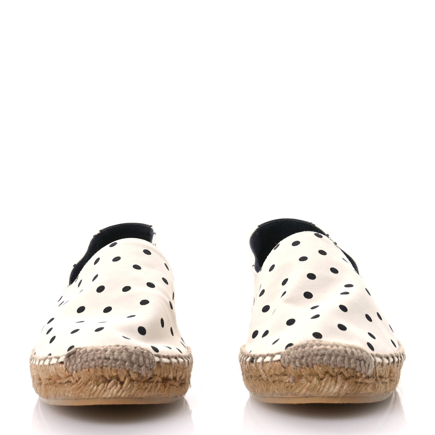 Canvas Nappa Polka Dot Elba Light Logo Embroidered Espadrilles 38 Cream Black