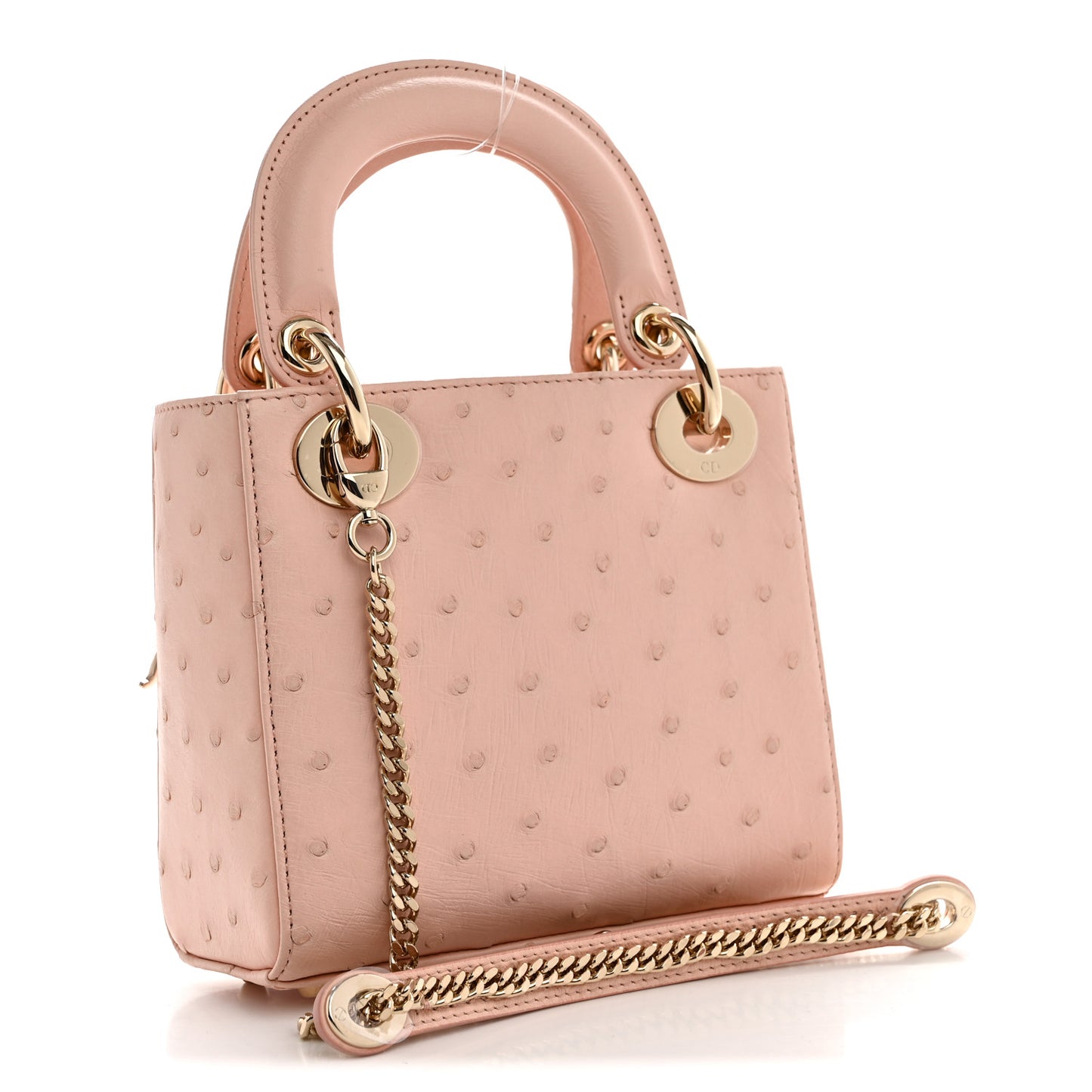 Ostrich Mini Lady Dior Light Pink