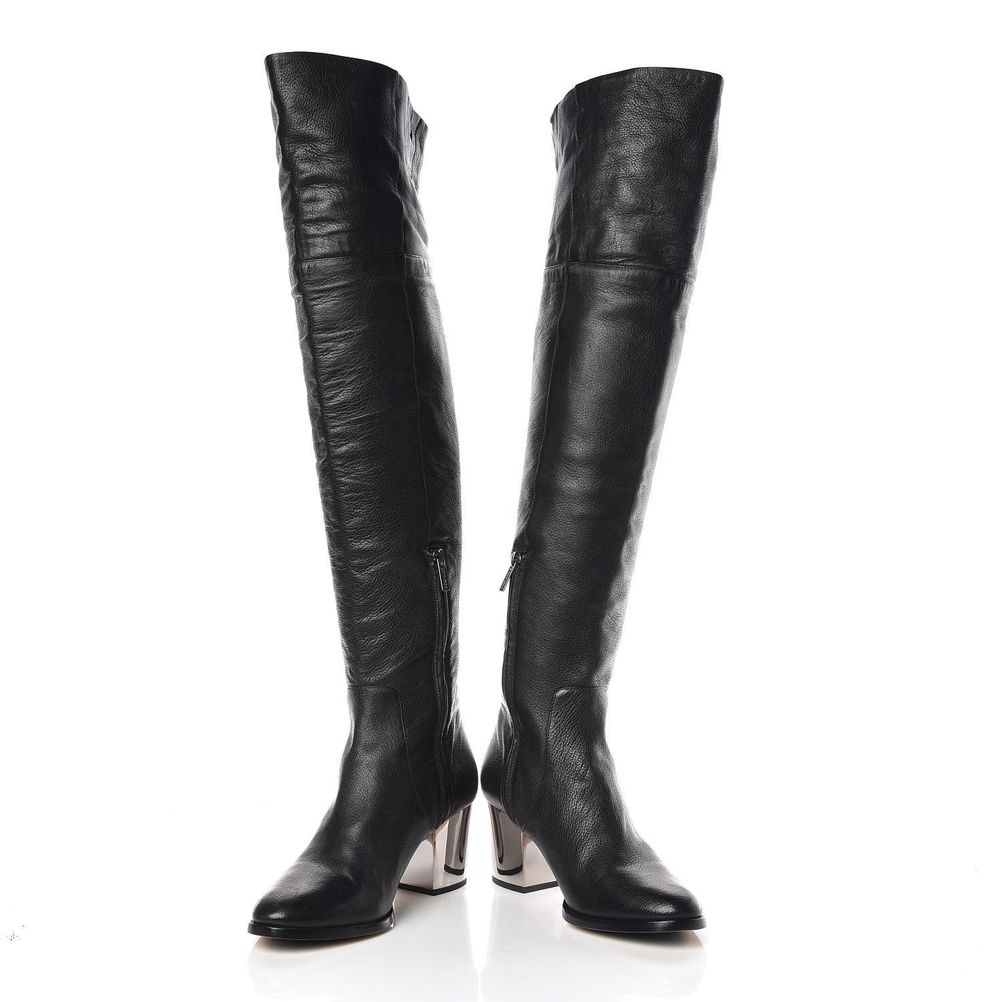 Grainy Calfskin Mercer Over-The-Knee High Boots 39 Black