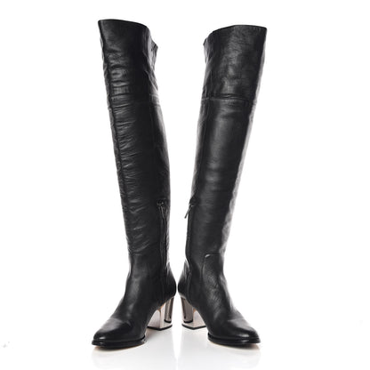 Jimmy Choo Grainy Calfskin Mercer Over-The-Knee High Boots 39 Black 6 of 13
