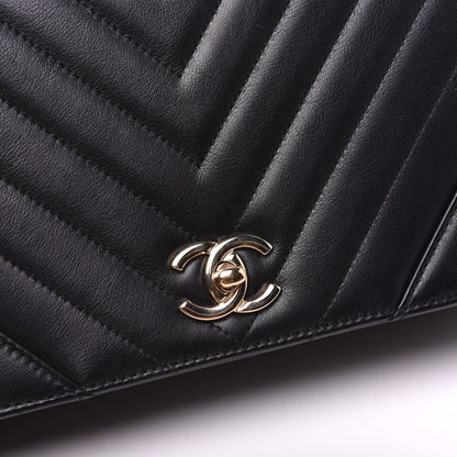 Chanel Calfskin Chevron Quilted Medium Statement Flap Black 17 of 17