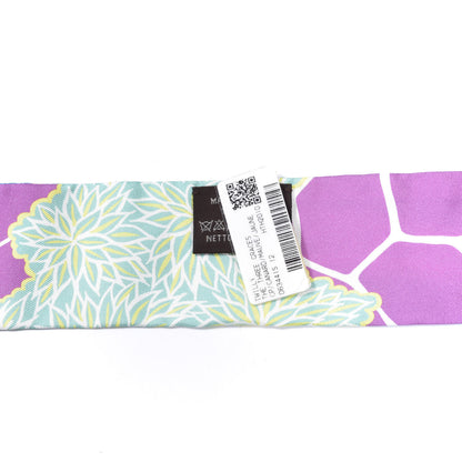 Hermes Silk The Three Graces Twilly Canard Mauve Jaune Fluo 2 of 4
