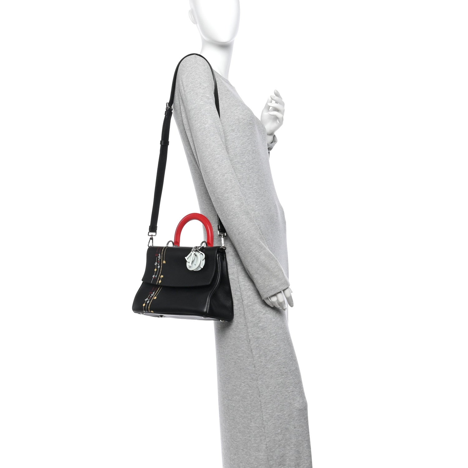 Christian Dior Smooth Calfskin Small Tri-Color Be Dior Flap Black Red Light Blue 2 of 14