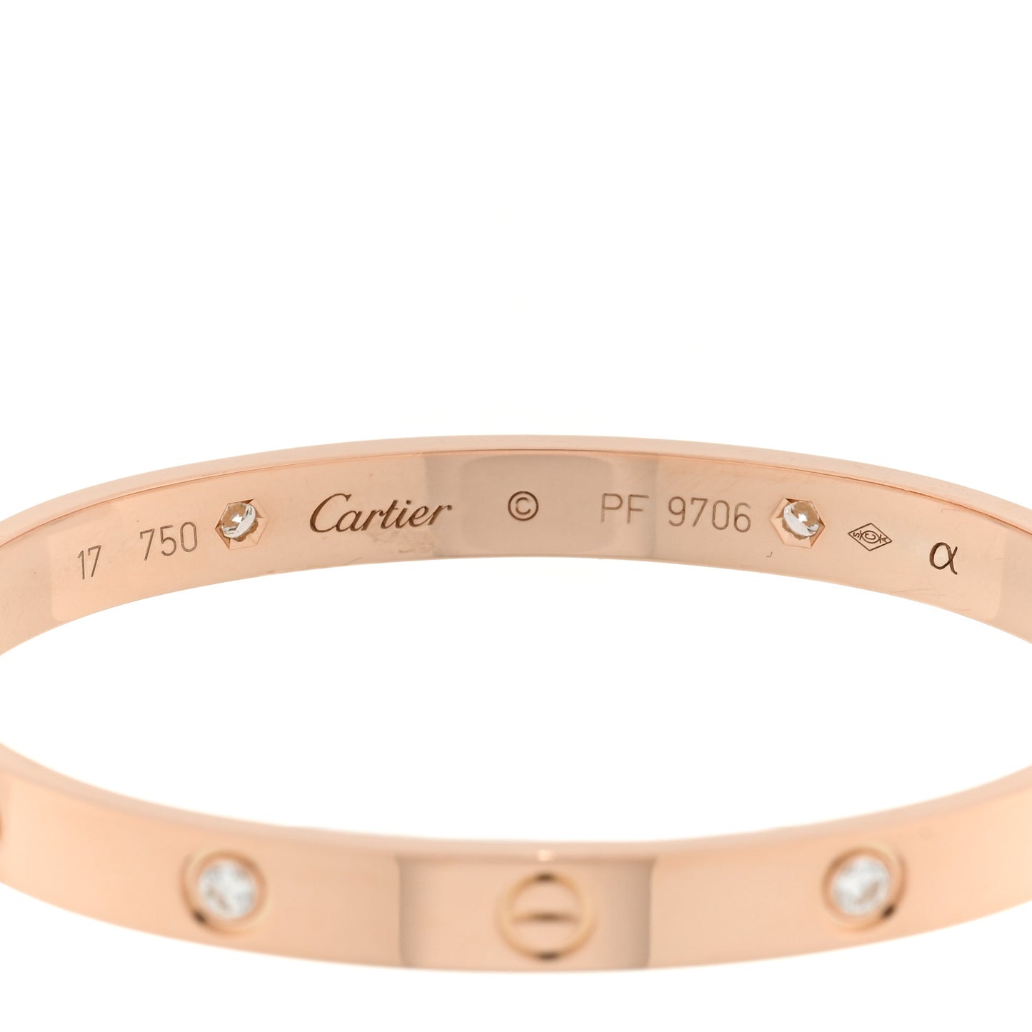 18K Pink Gold 4 Diamond LOVE Bracelet 17