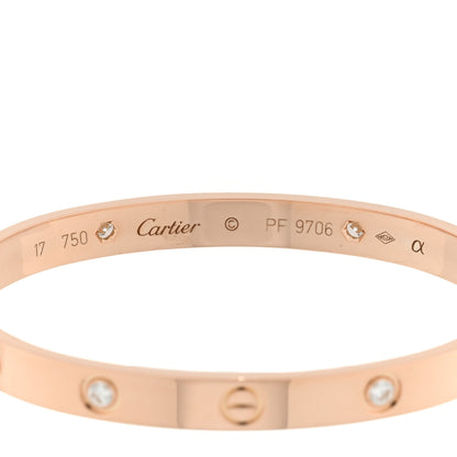 Cartier 18K Pink Gold 4 Diamond LOVE Bracelet 17 6 of 8