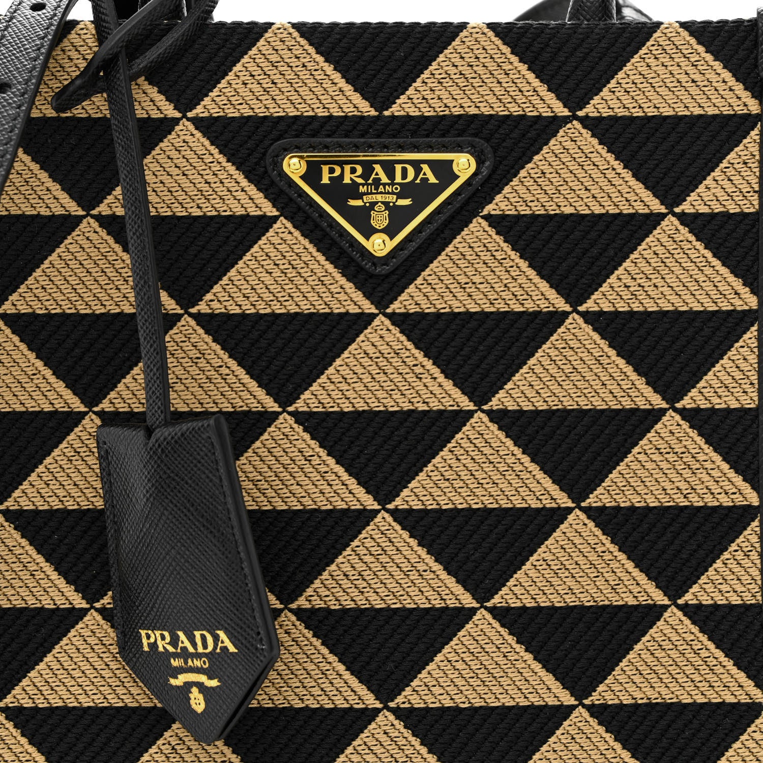 Prada Jacquard Saffiano Triangolo Symbole Embroidered Micro Tote Black Corda 8 of 10