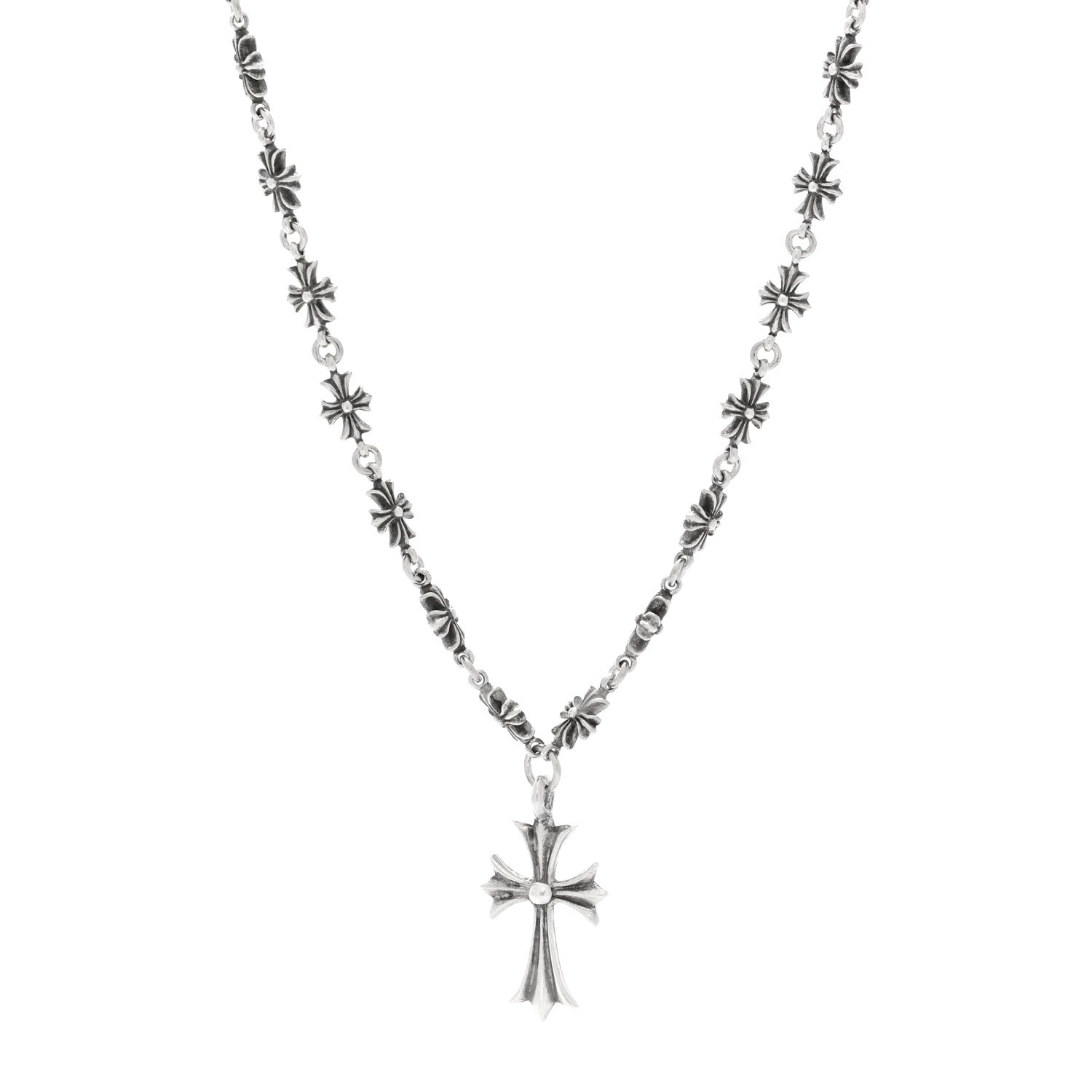 Chrome Hearts Sterling Silver Cross Pendant Tiny Cross Chain Necklace 1 of 4