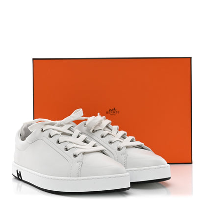 Hermes Calfskin Suede Goatskin Mens Kid Sneakers 37 White 9 of 9