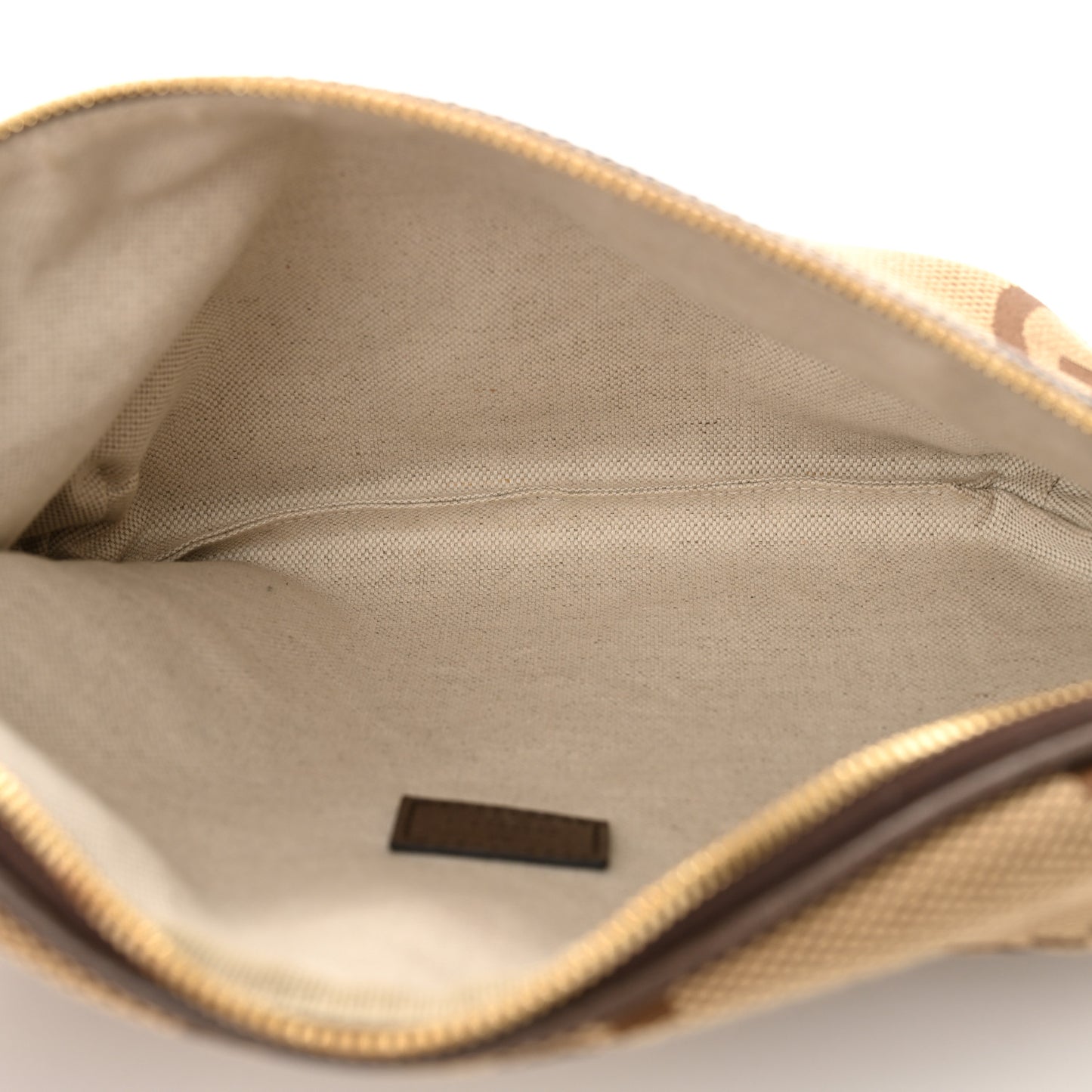 Monogram Jumbo GG Textured Dollar Calfskin Web Belt Bag Camel Ebony New Acero