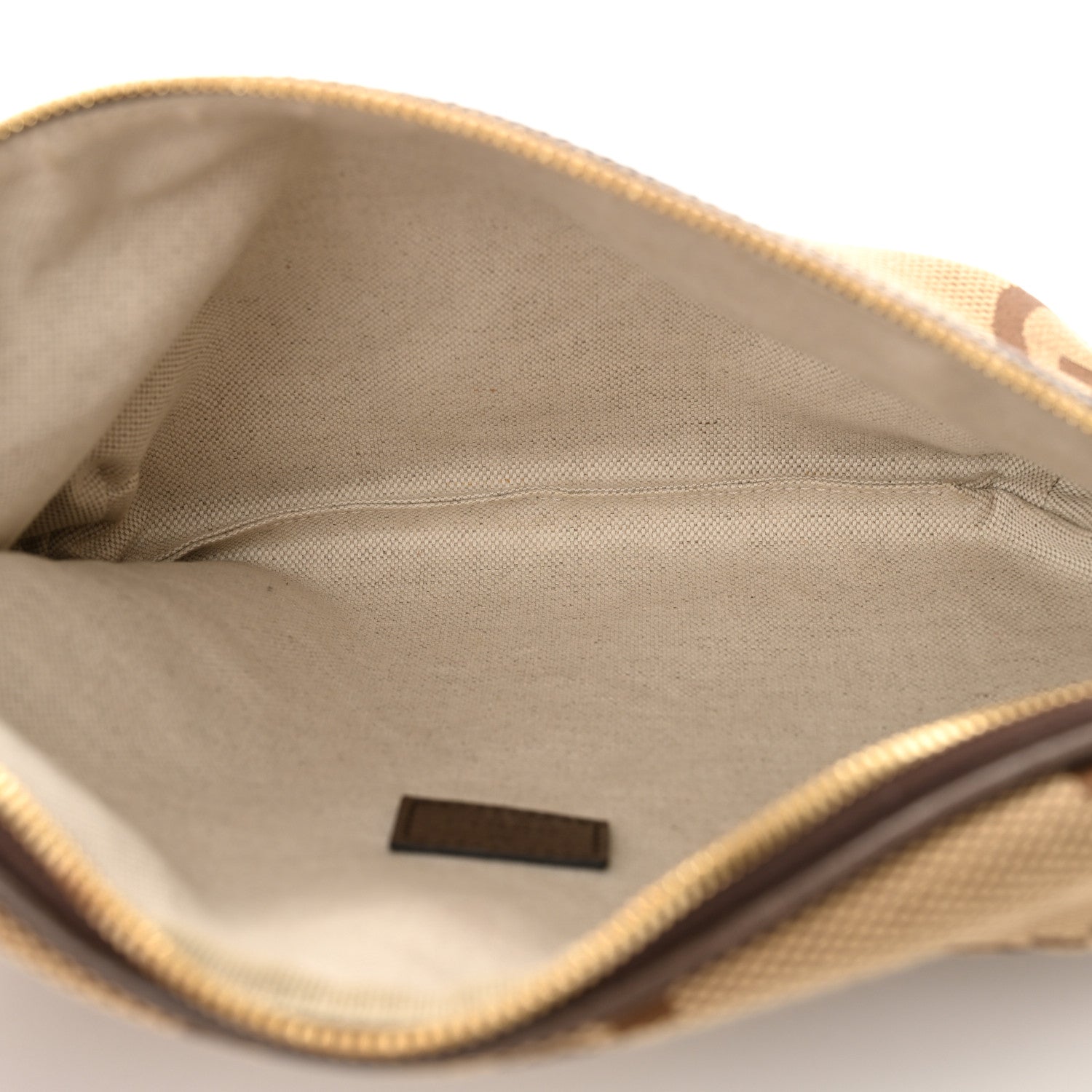 Gucci Monogram Jumbo GG Textured Dollar Calfskin Web Belt Bag Camel Ebony New Acero 5 of 11