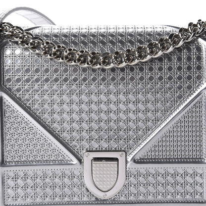 Christian Dior Metallic Patent Micro-Cannage Medium Diorama Flap Bag Silver 11 of 11
