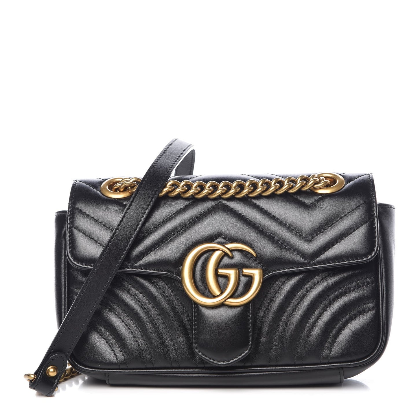 Calfskin Matelasse Mini GG Marmont Shoulder Bag Black