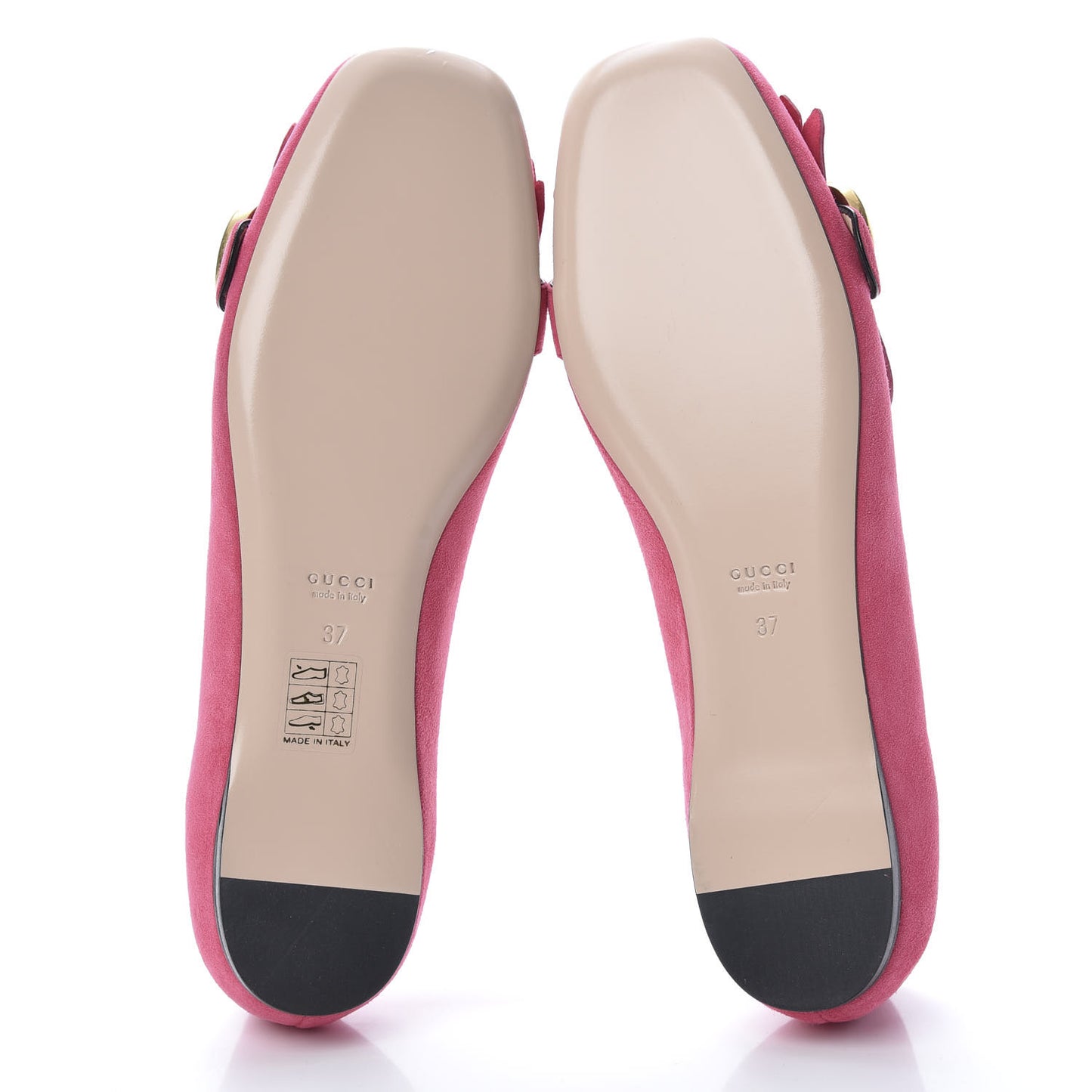 Kid Scamosciato GG Marmont Fringe Flats 37 Hot Pink