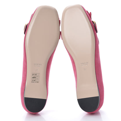 Gucci Kid Scamosciato GG Marmont Fringe Flats 37 Hot Pink 5 of 10