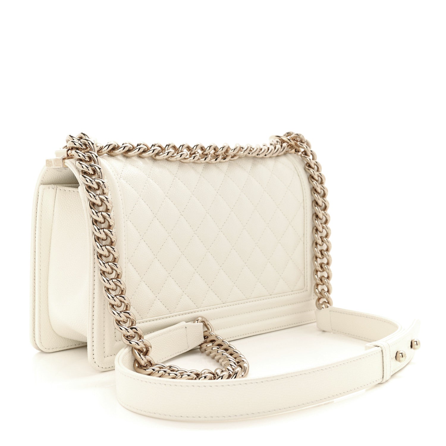 Chanel Caviar Quilted Medium Boy Flap White 3 of 12