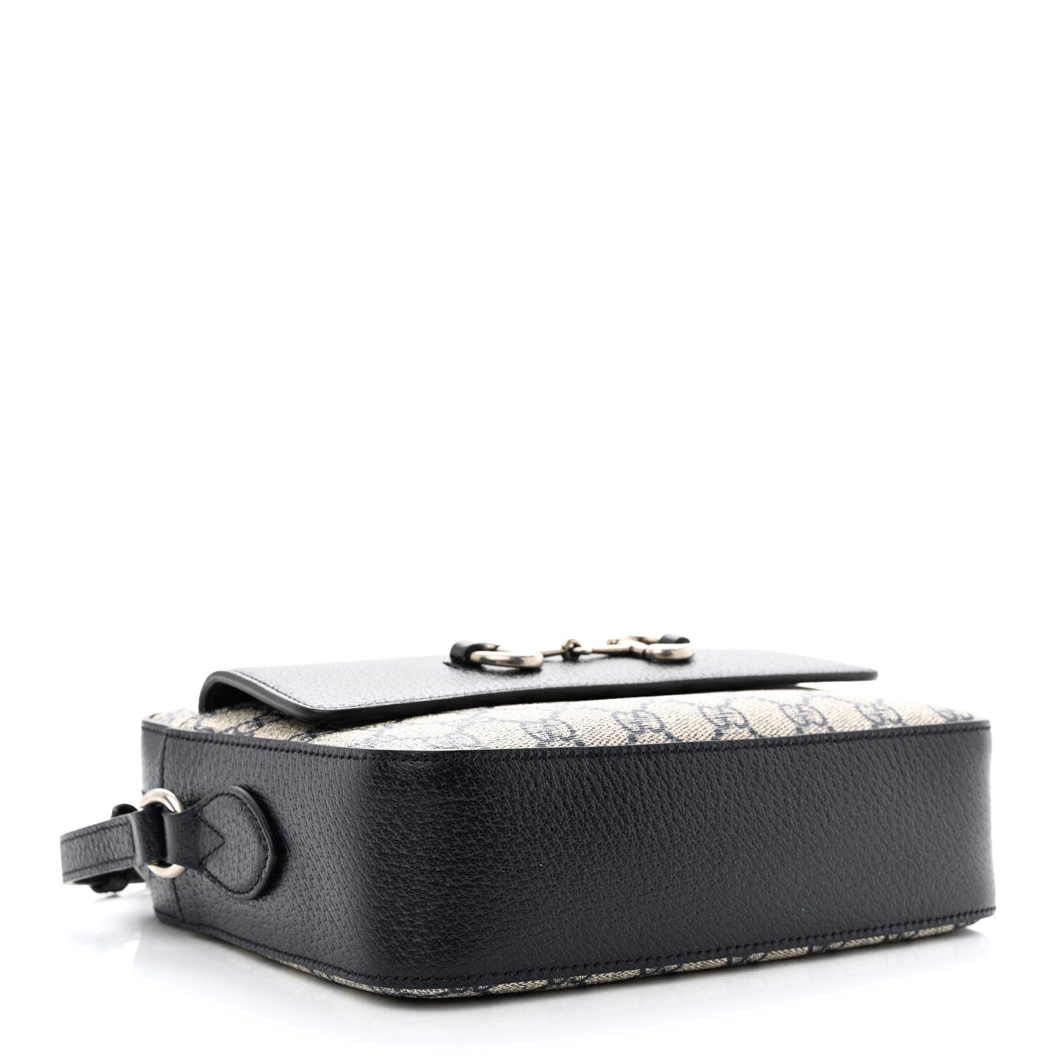 Gucci GG Supreme Monogram Textured Dollar Calfskin Small Horsebit 1955 Shoulder Bag Beige Blue 4 of 13