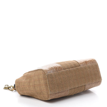 Prada Straw Crocodile Woven Semitracolla Frame Bag Tabacco Naturale 3 of 8