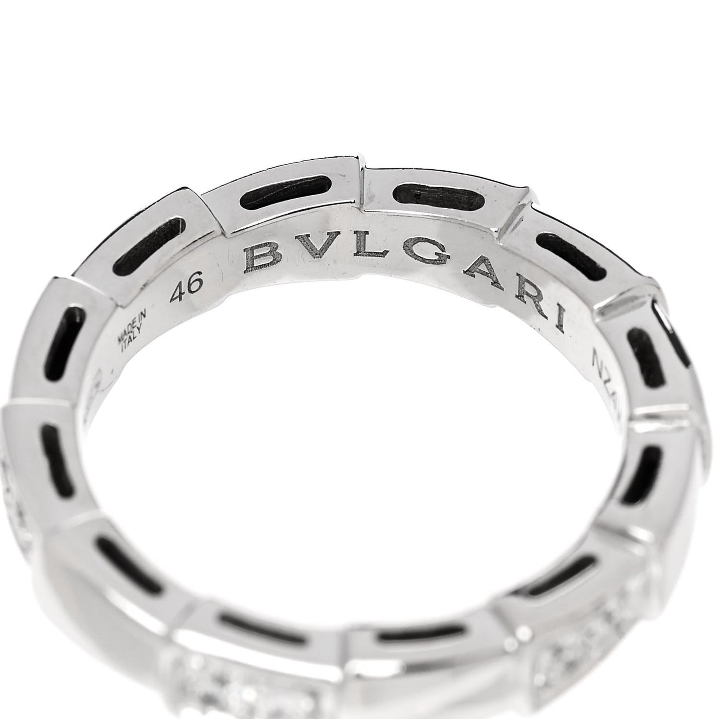 18K White Gold Diamond Serpenti Viper Band Ring 46 3.75
