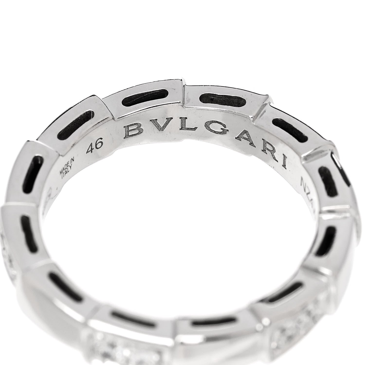 Bulgari 18K White Gold Diamond Serpenti Viper Band Ring 46 3.75 5 of 6