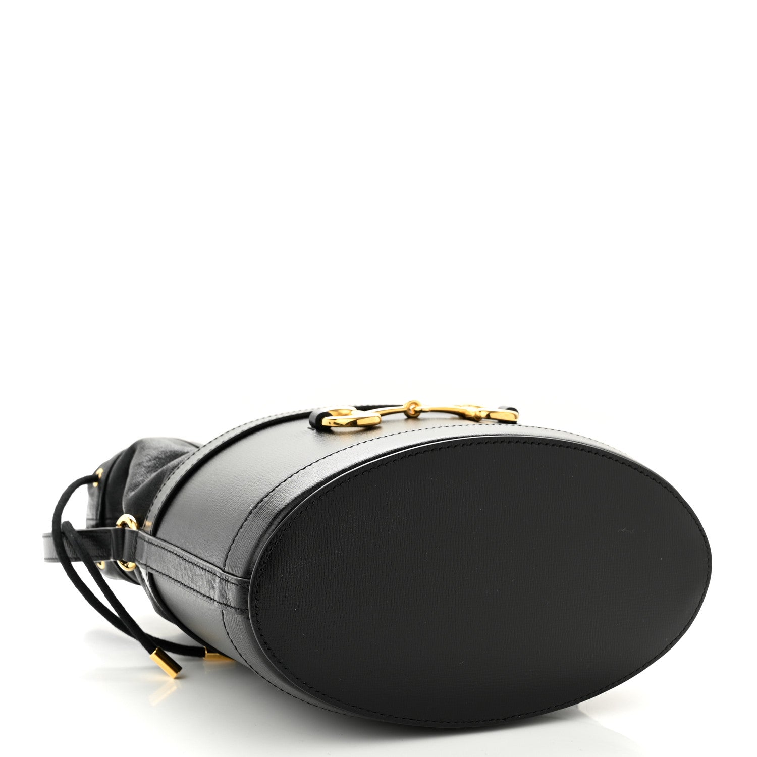 Gucci Azalea Sakai Calfskin Horsebit 1955 Drawstring Bucket Bag Black 4 of 10