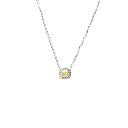 Tiffany Platinum 18K Yellow Gold Fancy Intense Yellow Diamond .32ct Mini Soleste Pendant Necklace 3 of 7