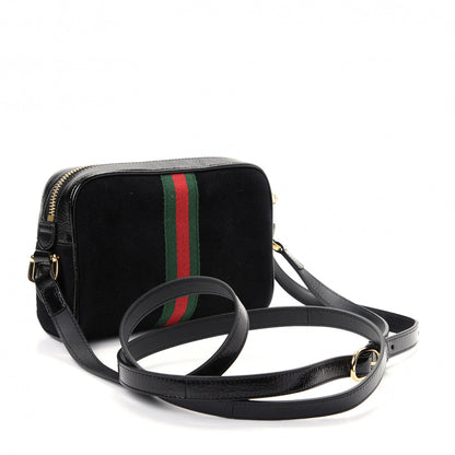 Gucci Suede Patent Web Mini Ophidia Shoulder Bag Black 3 of 9