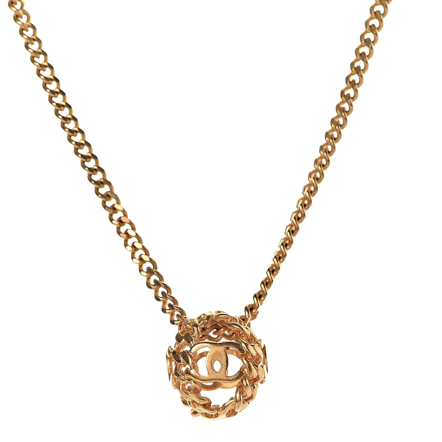 Chanel CC Pendant Chain Short Necklace Gold 4 of 8