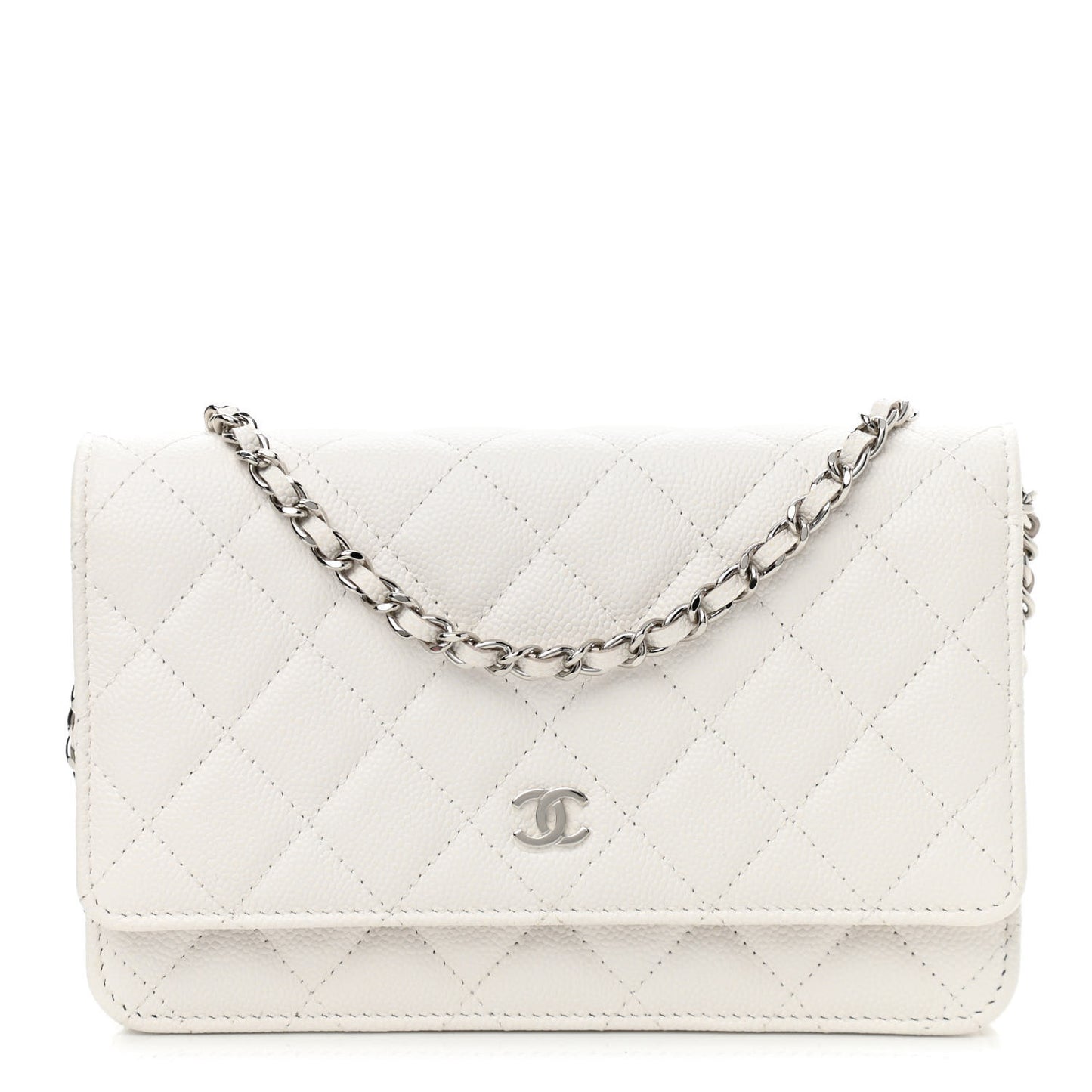 Caviar Quilted Wallet On Chain WOC White