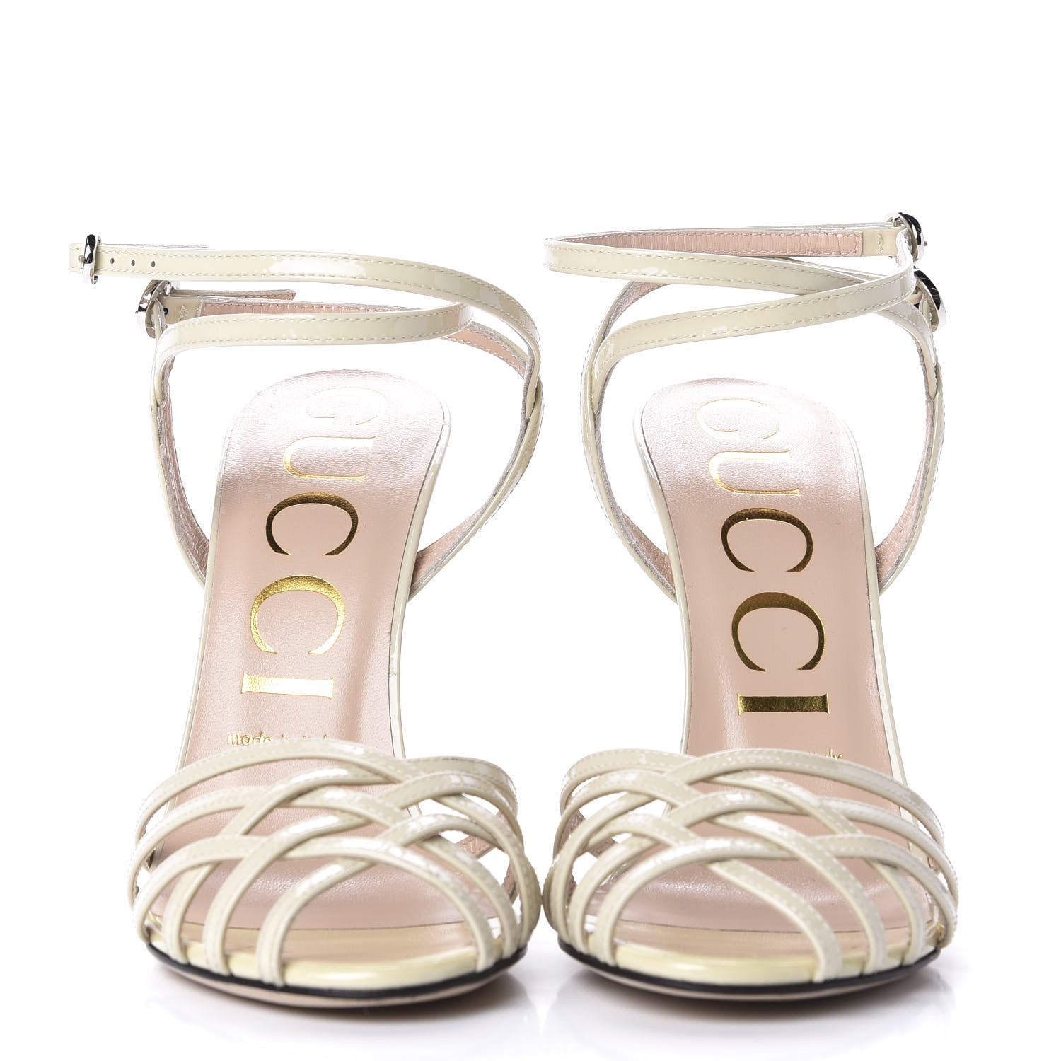 Gucci Vernice Crystal Sandals 37 Vintage White 2 of 10