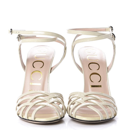 Gucci Vernice Crystal Sandals 37 Vintage White 2 of 10