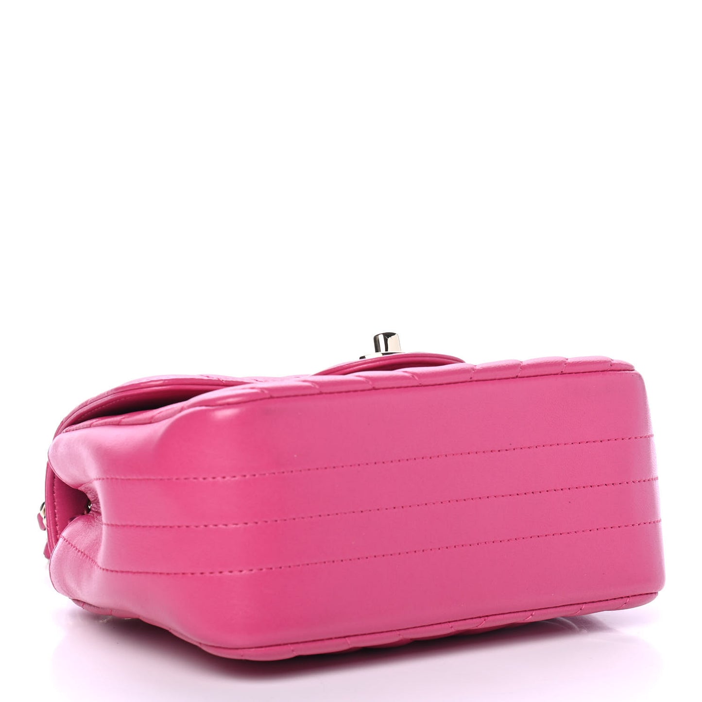 Lambskin Chevron Quilted Mini Square Flap Fuchsia