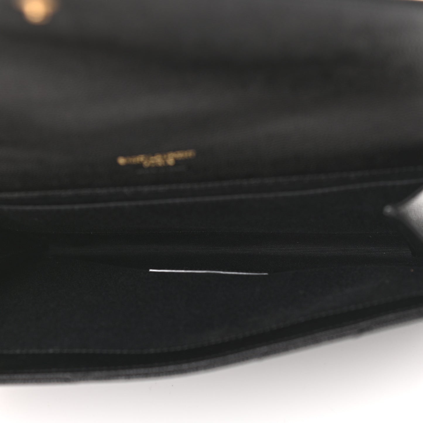 Grain De Poudre Matelasse Chevron Monogram Envelope Clutch Black
