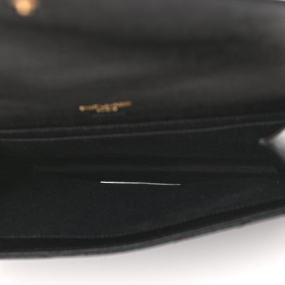 Saint Laurent Grain De Poudre Matelasse Chevron Monogram Envelope Clutch Black 5 of 11