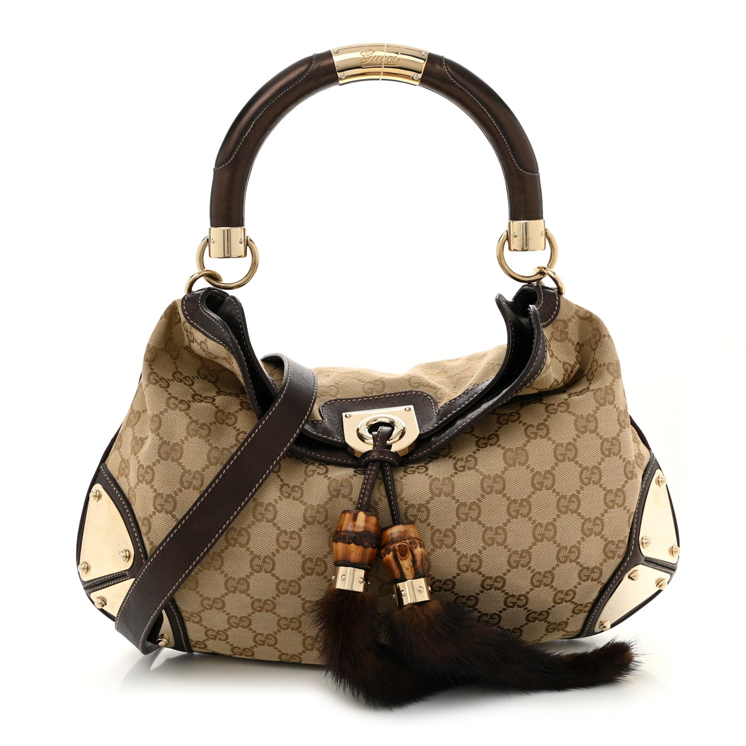Gucci Monogram Mink Indy Small Top Handle Bag Metallic 1 of 10