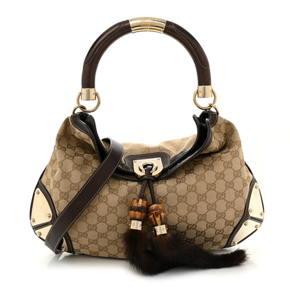 Gucci Monogram Mink Indy Small Top Handle Bag Metallic 1 of 10