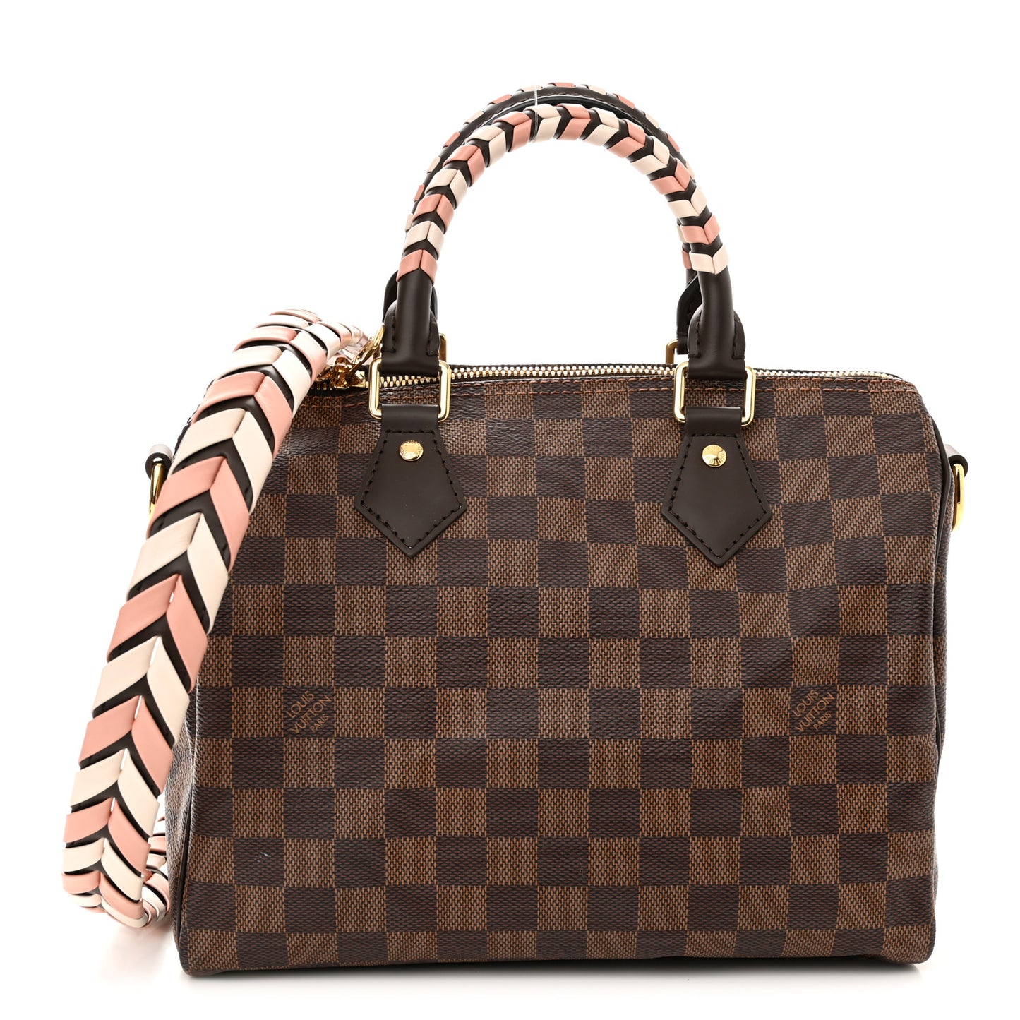 Damier Ebene Braided Speedy Bandouliere 25 Pink