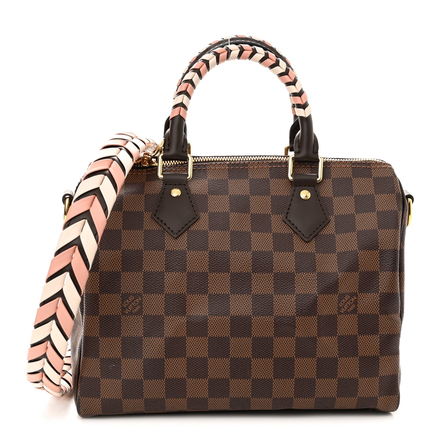 Louis Vuitton Damier Ebene Braided Speedy Bandouliere 25 Pink 1 of 10