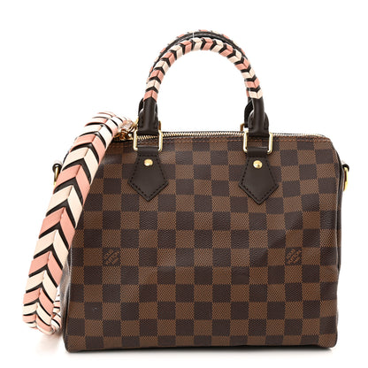Louis Vuitton Damier Ebene Braided Speedy Bandouliere 25 Pink 1 of 10