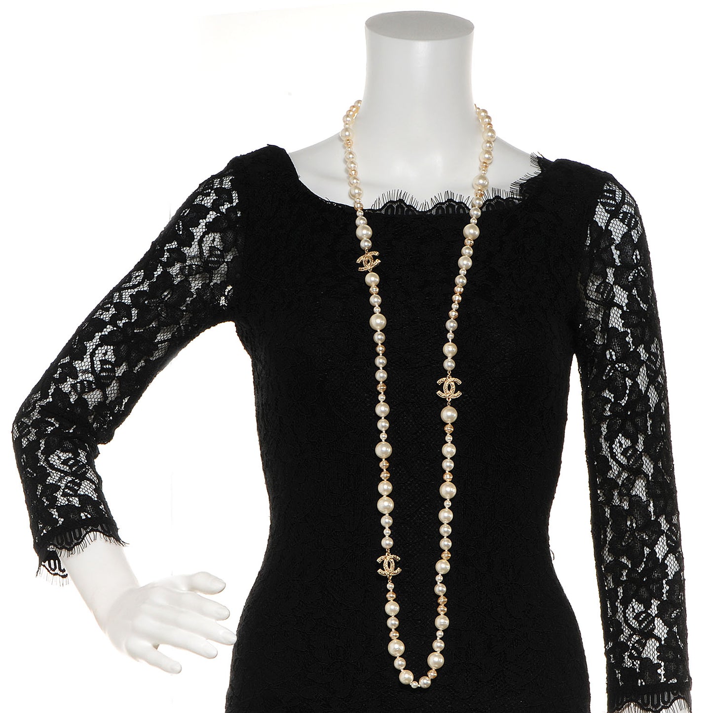 Irregular Pearl Classic CC Long Necklace Gold