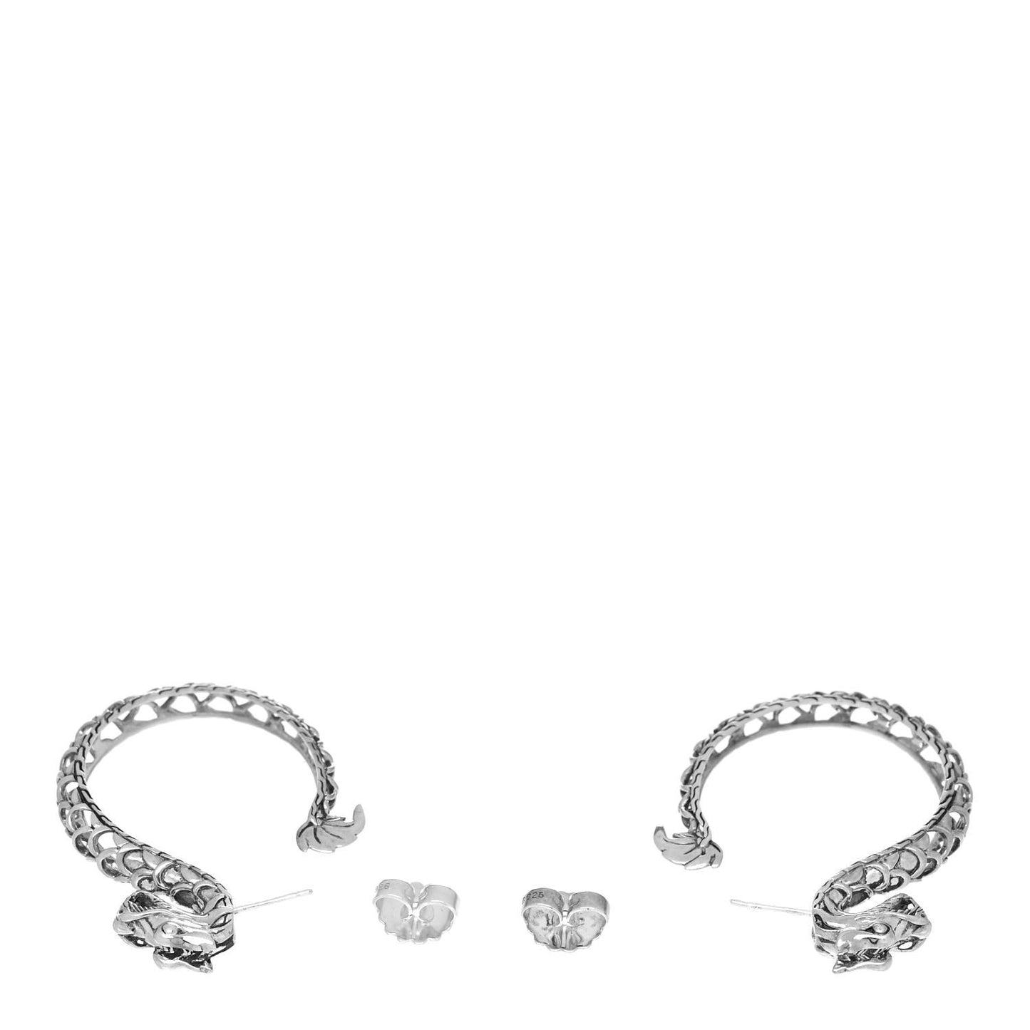Sterling Silver Naga Dragon Hoop Earrings